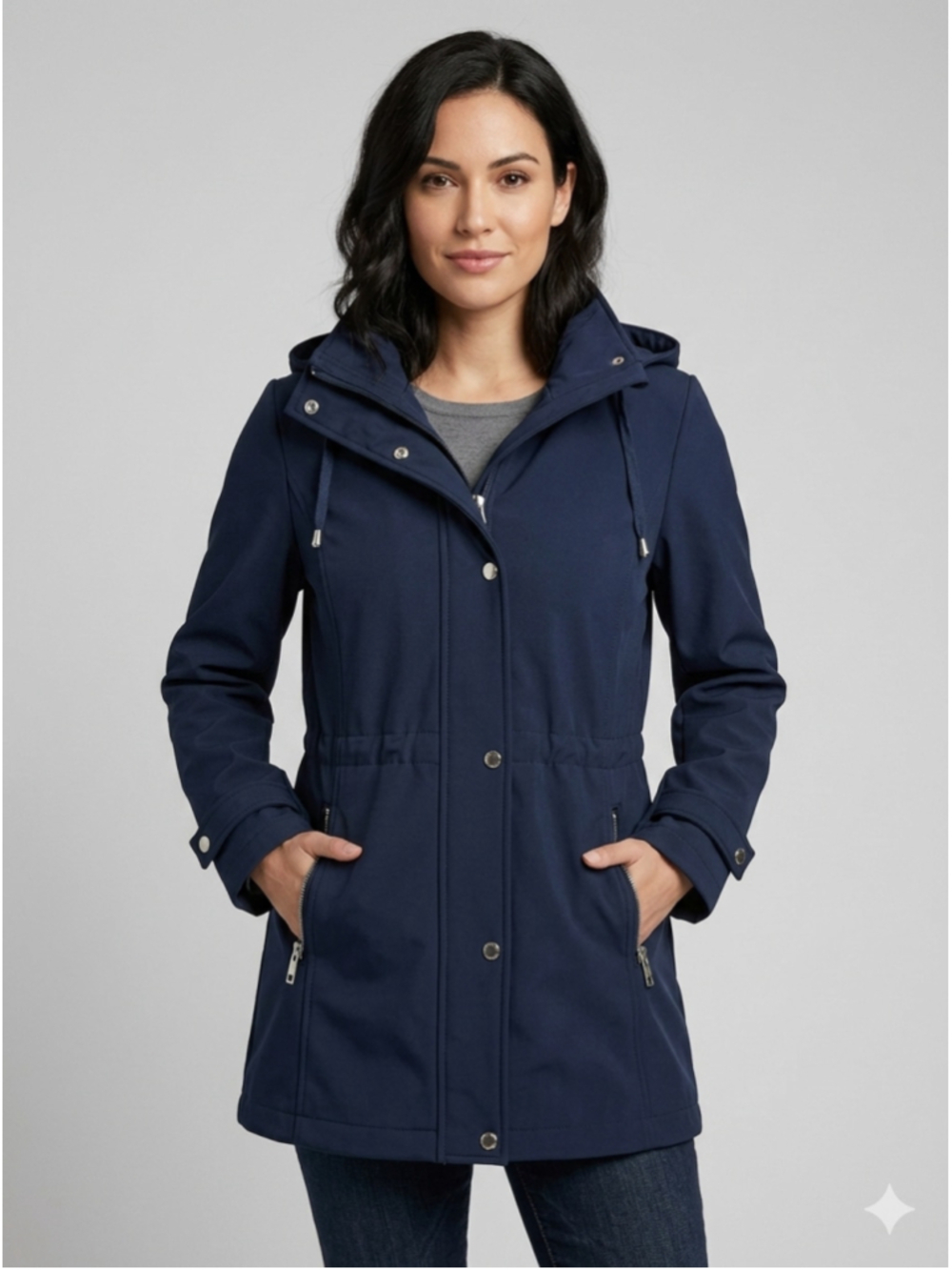 Women's Nautica Hooded Utility Jacket Size M Navy Blue water resistant